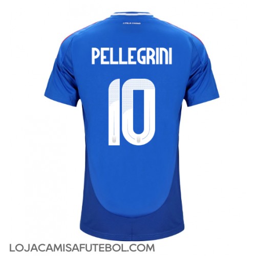 Camisa de Futebol Itália Lorenzo Pellegrini #10 Equipamento Principal Europeu 2024 Manga Curta